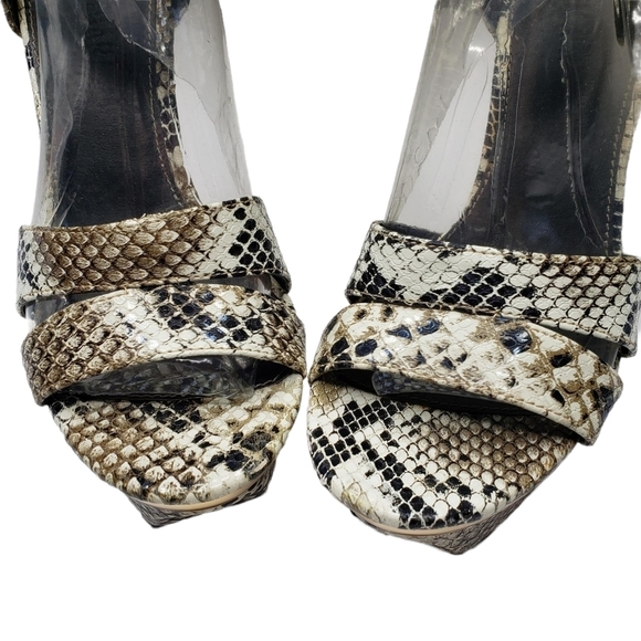 Colin Stuart | Reptile Snake Print Vegan Leather Platform Stiletto Platforms 8 - Picture 3 of 11